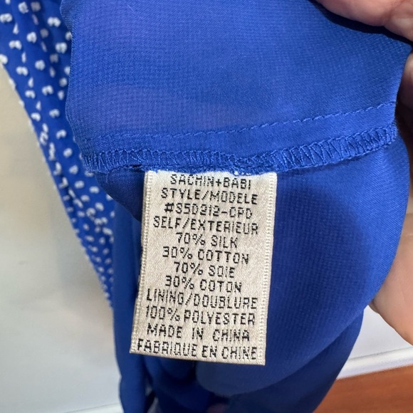 SACHIN + BABI Flocked Swiss Dot Silk Mini Dress Sz 0 Anthropologie - Picture 7 of 7